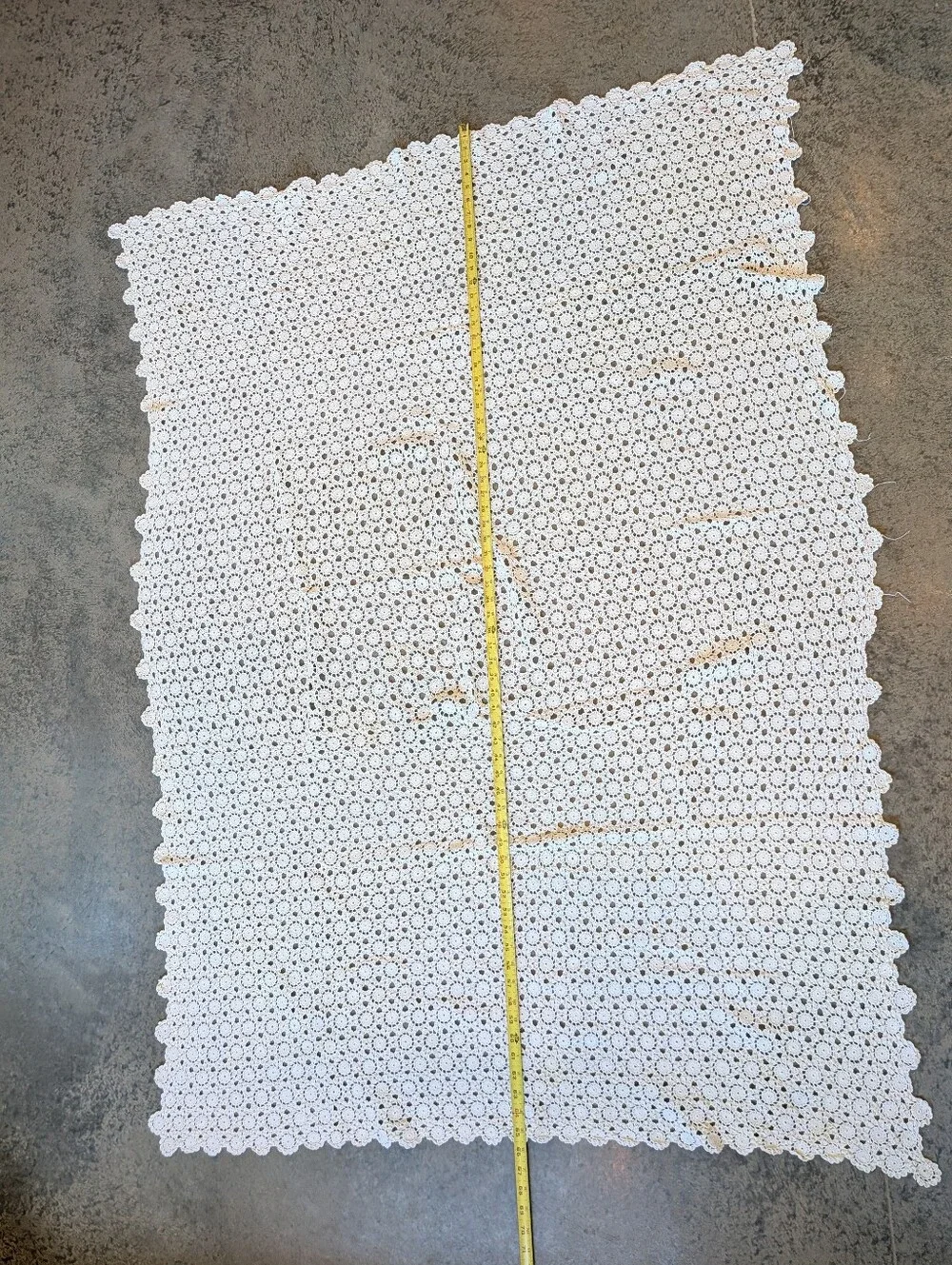 Crochet Tablecloth Ecru Rectangle Vintage Large Beautiful